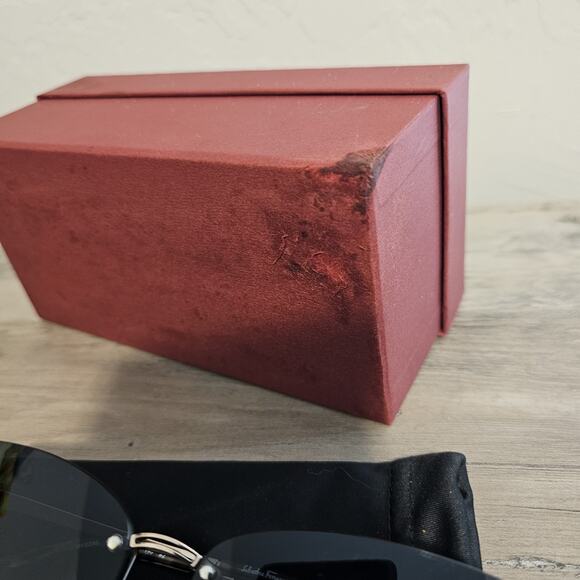 Salvatore Ferragamo SF223S Rimless Butterfly Sunglasses Rose Gold Gray Designer - Picture 14 of 14